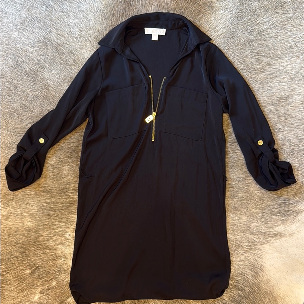 Michael Kors Black Mini Dress with Gold Accents